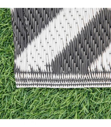 Outdoor Rug Black Plastic Straw 182cm x 274cm Lightweight Foldable Polypropylene