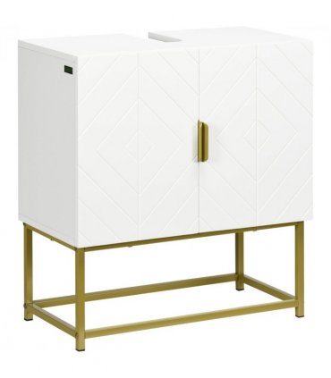 Bathroom Sink Cabinet White Wooden 60W x 30D x 65H cm Under Basin Cupboard