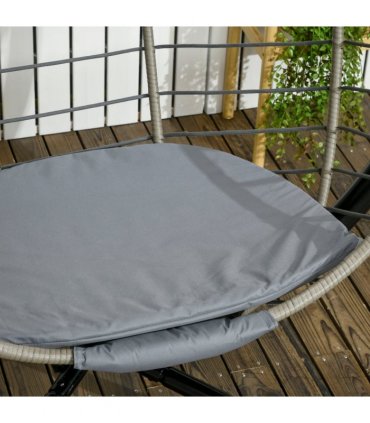 Outsunny PE Rattan Hanging Swing Chair w/ Stand & Cup Holder, Grey