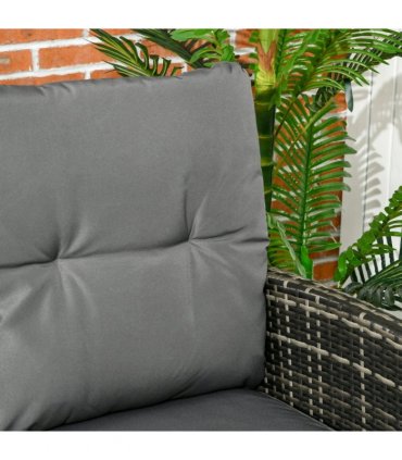 Outsunny Rattan Garden Furniture Sofa Set, 2 Armchairs 2 Footstools Table Grey