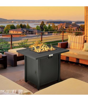 Outsunny 50,000 BTU Gas Firepit Table with Protective Cover, Spark Guard