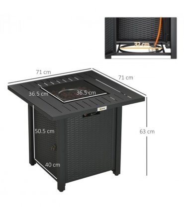 Outsunny 50,000 BTU Gas Firepit Table with Protective Cover, Spark Guard