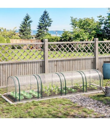 Outsunny Tunnel Greenhouse Steel Frame with Zipper Doors, Clear