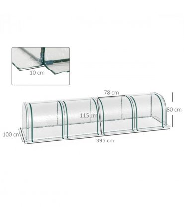 Outsunny Tunnel Greenhouse Steel Frame with Zipper Doors, Clear