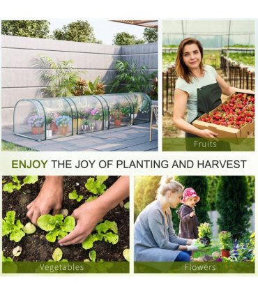 Outsunny Tunnel Greenhouse Steel Frame with Zipper Doors, Clear