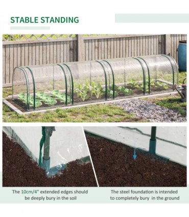 Outsunny Tunnel Greenhouse Steel Frame with Zipper Doors, Clear