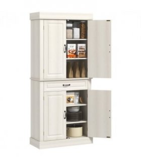 HOMCOM 180cm Kitchen Pantry Storage Cabinet Server Food Organizer, White