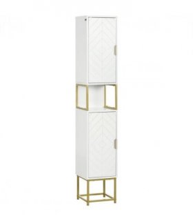 kleankin Freestanding Bathroom Cabinet Linen Towel w/ Adjustable Shelf, 2 Doors