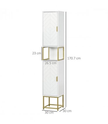 kleankin Freestanding Bathroom Cabinet Linen Towel w/ Adjustable Shelf, 2 Doors