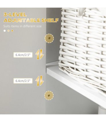 kleankin Freestanding Bathroom Cabinet Linen Towel w/ Adjustable Shelf, 2 Doors