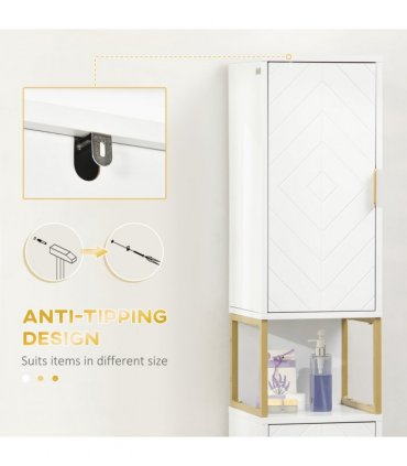 kleankin Freestanding Bathroom Cabinet Linen Towel w/ Adjustable Shelf, 2 Doors