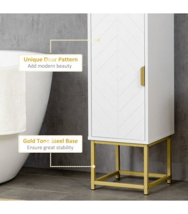 kleankin Freestanding Bathroom Cabinet Linen Towel w/ Adjustable Shelf, 2 Doors