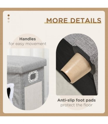 PawHut 2 in 1 Cat Bed Ottoman w/ Removable Cushion, Handles, Scratching Pad