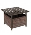 Rattan Brown Outdoor Coffee Table w/ Umbrella Hole 46H x 55.5L x 55.5Wcm