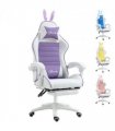 Gaming Chair Purple Faux Leather 65cm x 63cm x 142cm Cute Bunny Ears