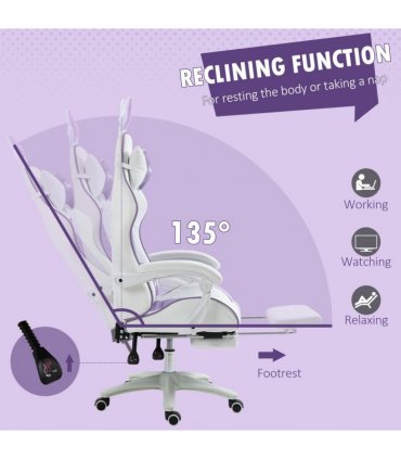 Gaming Chair Purple Faux Leather 65cm x 63cm x 142cm Cute Bunny Ears