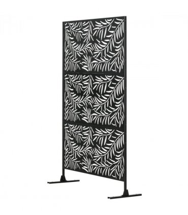 Outsunny 6.5FT Metal Outdoor Privacy Screen Panel with Stand and Ground Stakes