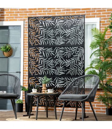 Outsunny 6.5FT Metal Outdoor Privacy Screen Panel with Stand and Ground Stakes