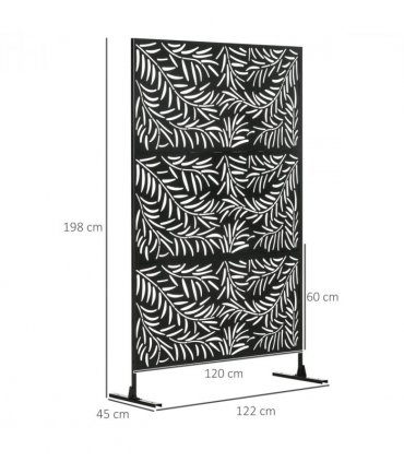 Outsunny 6.5FT Metal Outdoor Privacy Screen Panel with Stand and Ground Stakes