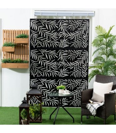 Outsunny 6.5FT Metal Outdoor Privacy Screen Panel with Stand and Ground Stakes