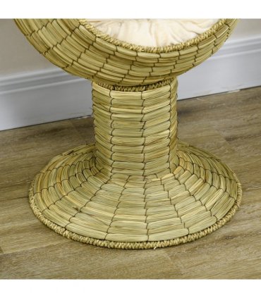 Cat House Yellow Mat Grass Raised Cat Bed w/ Stand Cushion 41x69 cm