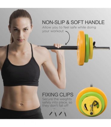 HOMCOM 20kg Weights Barbell Set with Non-slip Handle for Strength Training