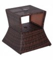 Garden Table PE RATTAN Brown 54cm x 54cm x 55cm Weather-resistant Metal Frame