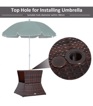 Garden Table PE RATTAN Brown 54cm x 54cm x 55cm Weather-resistant Metal Frame