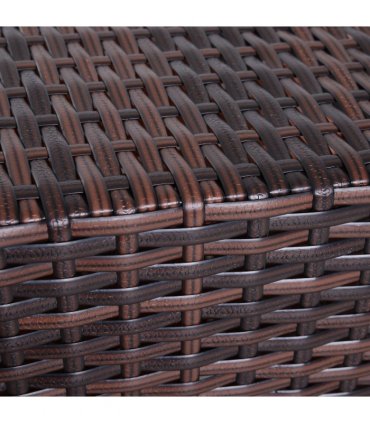 Garden Table PE RATTAN Brown 54cm x 54cm x 55cm Weather-resistant Metal Frame