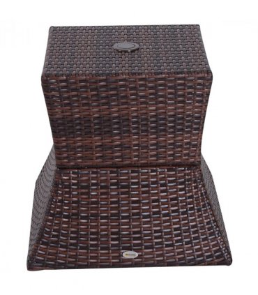 Garden Table PE RATTAN Brown 54cm x 54cm x 55cm Weather-resistant Metal Frame