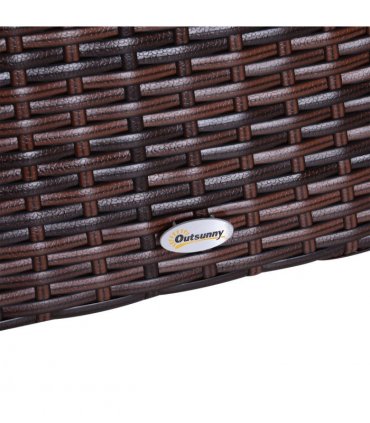 Garden Table PE RATTAN Brown 54cm x 54cm x 55cm Weather-resistant Metal Frame
