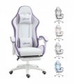 Gaming Chair Purple Faux Leather 65cm x 65cm x 129cm Reclining Footrest Comfort