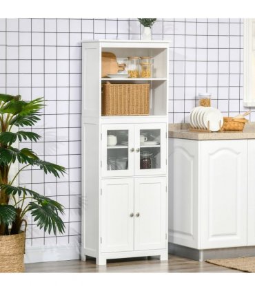 Kitchen Cupboard Storage Cabinet White 60cm x 30cm x 162cm Adjustable Shelves