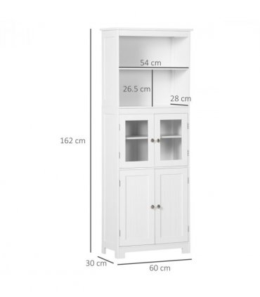 Kitchen Cupboard Storage Cabinet White 60cm x 30cm x 162cm Adjustable Shelves