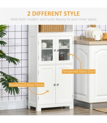 Kitchen Cupboard Storage Cabinet White 60cm x 30cm x 162cm Adjustable Shelves