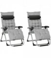 Outdoor Patio Lounge Chair Reclining Light Grey Polyester 90cm x 65cm x 110cm