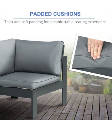 Aluminium Fire Pit Table Grey 105W x 105D x 64Hcm - Outdoor Garden Sofa Set