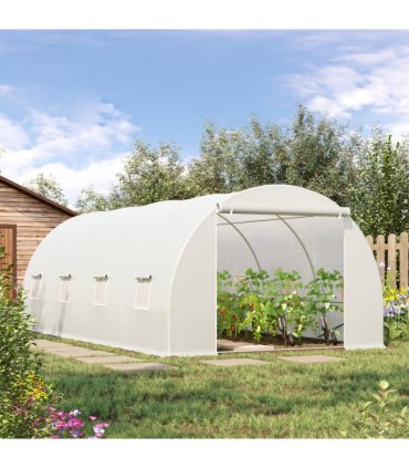 Outsunny 6 x 3 x 2 m Polytunnel Greenhouse w/ Zippered Door and 8 Windows