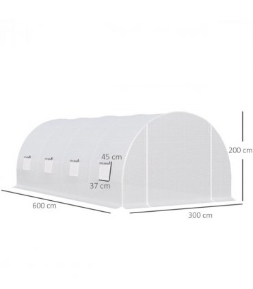 Outsunny 6 x 3 x 2 m Polytunnel Greenhouse w/ Zippered Door and 8 Windows