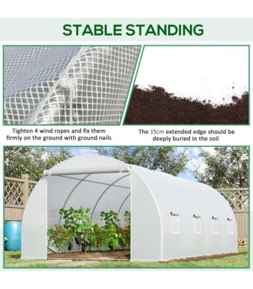 Outsunny 6 x 3 x 2 m Polytunnel Greenhouse w/ Zippered Door and 8 Windows