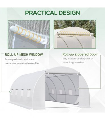 Outsunny 6 x 3 x 2 m Polytunnel Greenhouse w/ Zippered Door and 8 Windows
