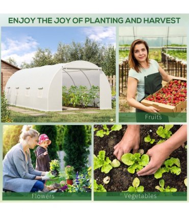 Outsunny 6 x 3 x 2 m Polytunnel Greenhouse w/ Zippered Door and 8 Windows