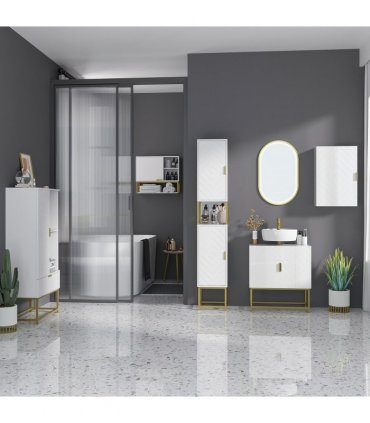 Bathroom Wall Cabinet White 40W x 15D x 60H cm Adjustable Shelves Modern Design