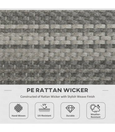 Garden Furniture Set Grey Steel Rattan Fire Pit Table 150cmx85cmx64cm 50,000 BTU