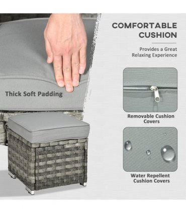 Garden Furniture Set Grey Steel Rattan Fire Pit Table 150cmx85cmx64cm 50,000 BTU
