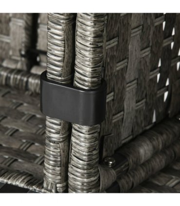 Garden Furniture Set Grey Steel Rattan Fire Pit Table 150cmx85cmx64cm 50,000 BTU