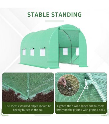 Outsunny 4.5m x 2m x 2m Walk-In Gardening Plant Greenhouse w/ PE Cover, Green