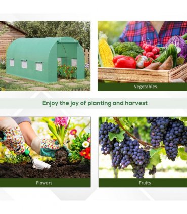 Outsunny 4.5m x 2m x 2m Walk-In Gardening Plant Greenhouse w/ PE Cover, Green