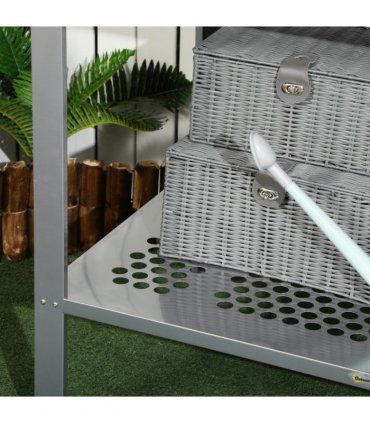 Steel Plant Stand 2-Tier Silver 107cm x 61cm x 81cm Outsunny Display Shelf