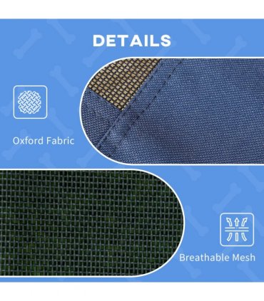 PawHut 61cm Elevated Dog Bed Cooling Raised Pet Cot UV Protection Canopy Blue
